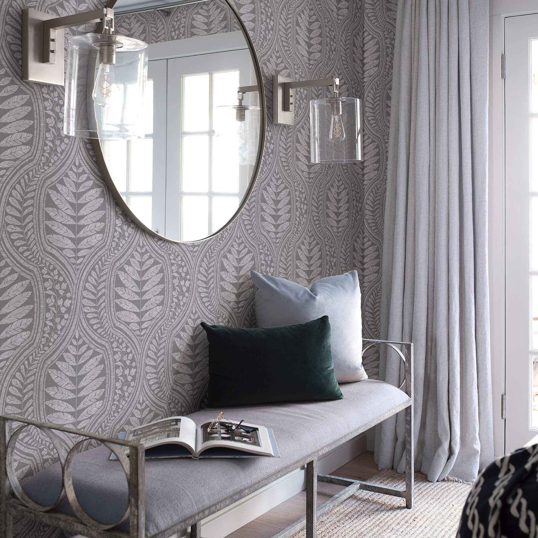 Juno Dark Grey Grey Ogee Wallpaper - York Wallcoverings - 2964-25951 - York Wallcoverings Wallpaper