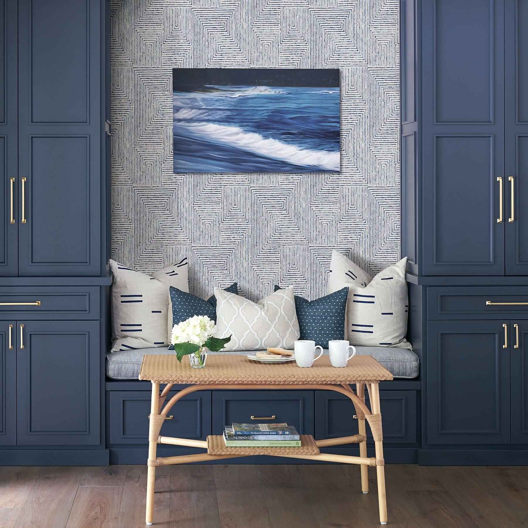 Merritt Indigo Geometric Wallpaper - York Wallcoverings - 2964-25955 - York Wallcoverings Wallpaper
