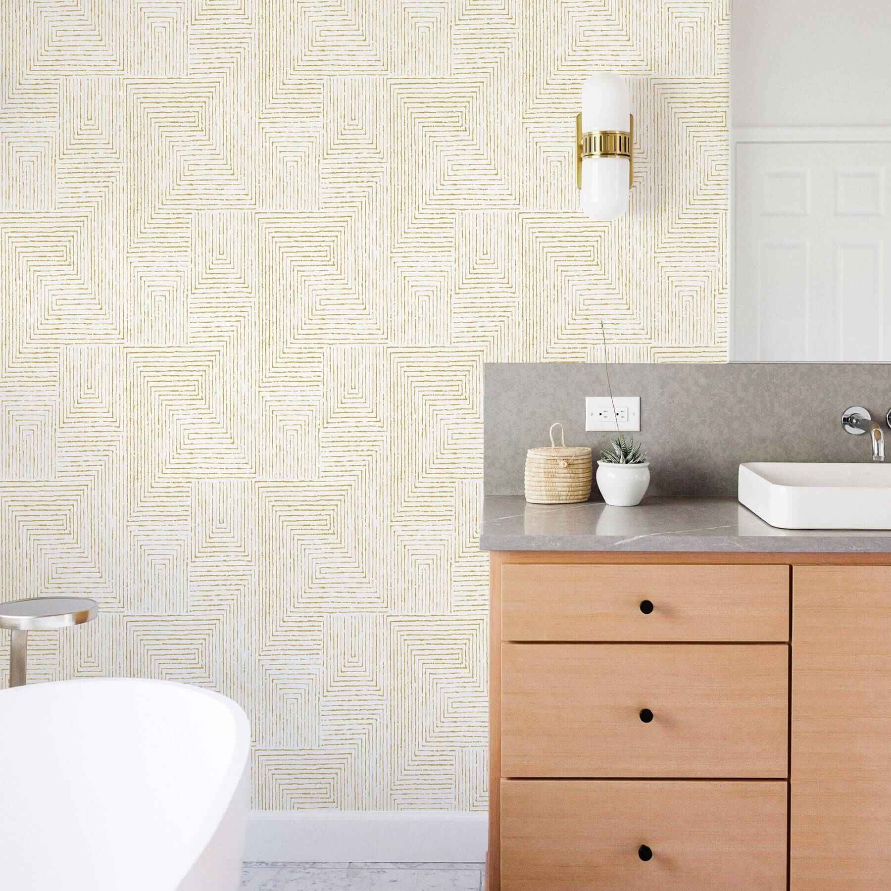 Merritt Honey Geometric Wallpaper - York Wallcoverings - 2964-25957 - York Wallcoverings Wallpaper