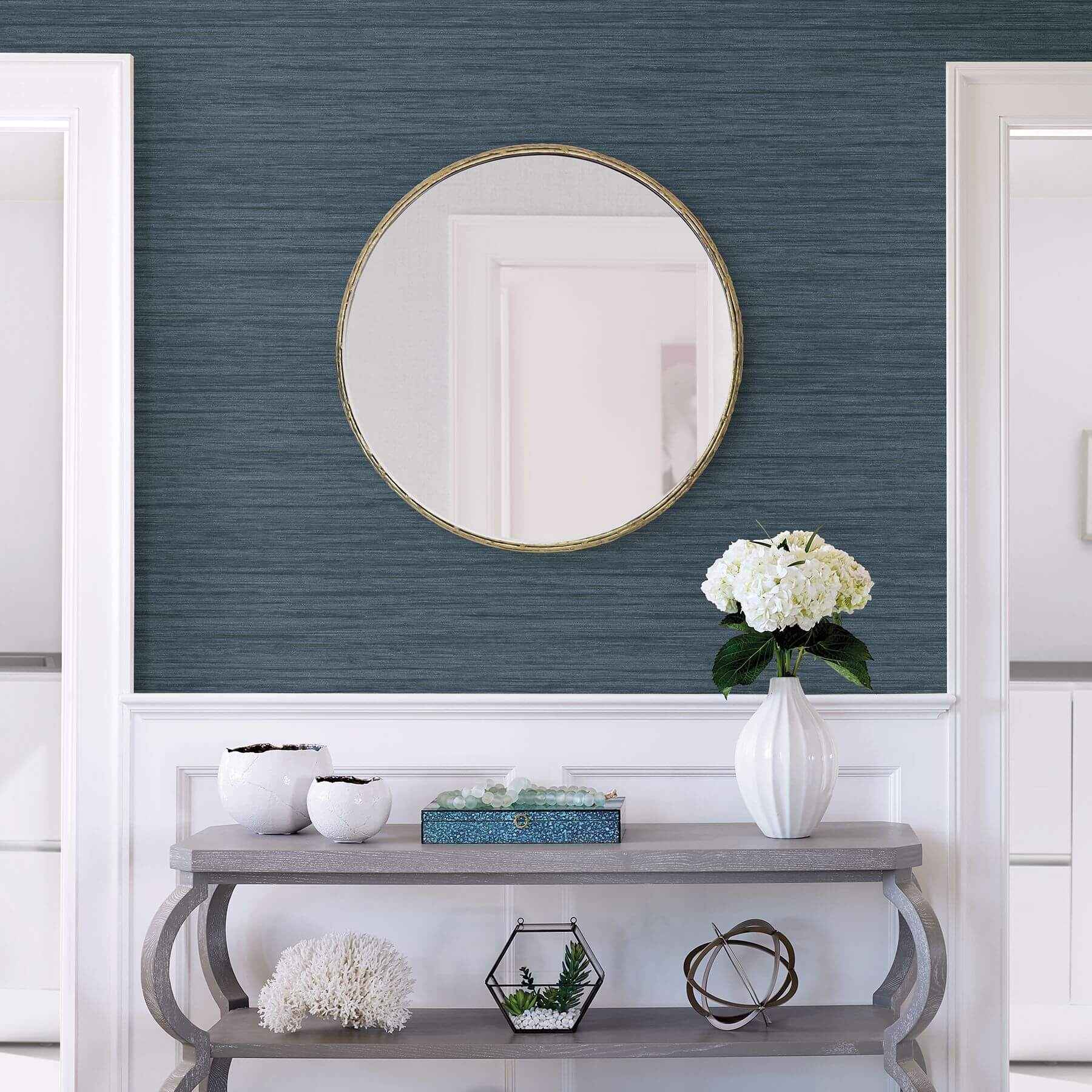 Barnaby Indigo Faux Grasscloth Wallpaper - York Wallcoverings - 2964-25959 - York Wallcoverings Wallpaper