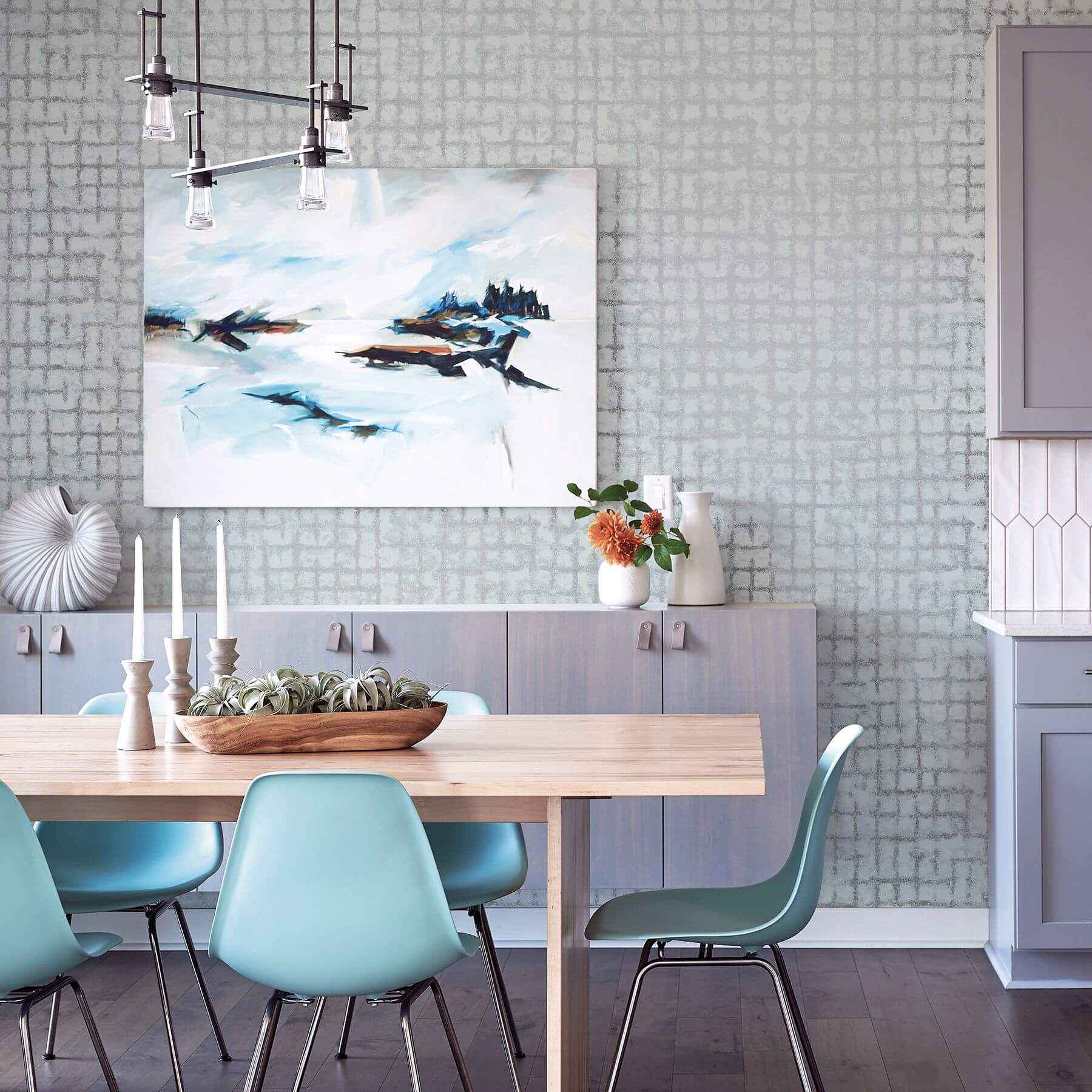Shea Sky Blue Distressed Geometric Wallpaper - York Wallcoverings - 2964-87347 - York Wallcoverings Wallpaper