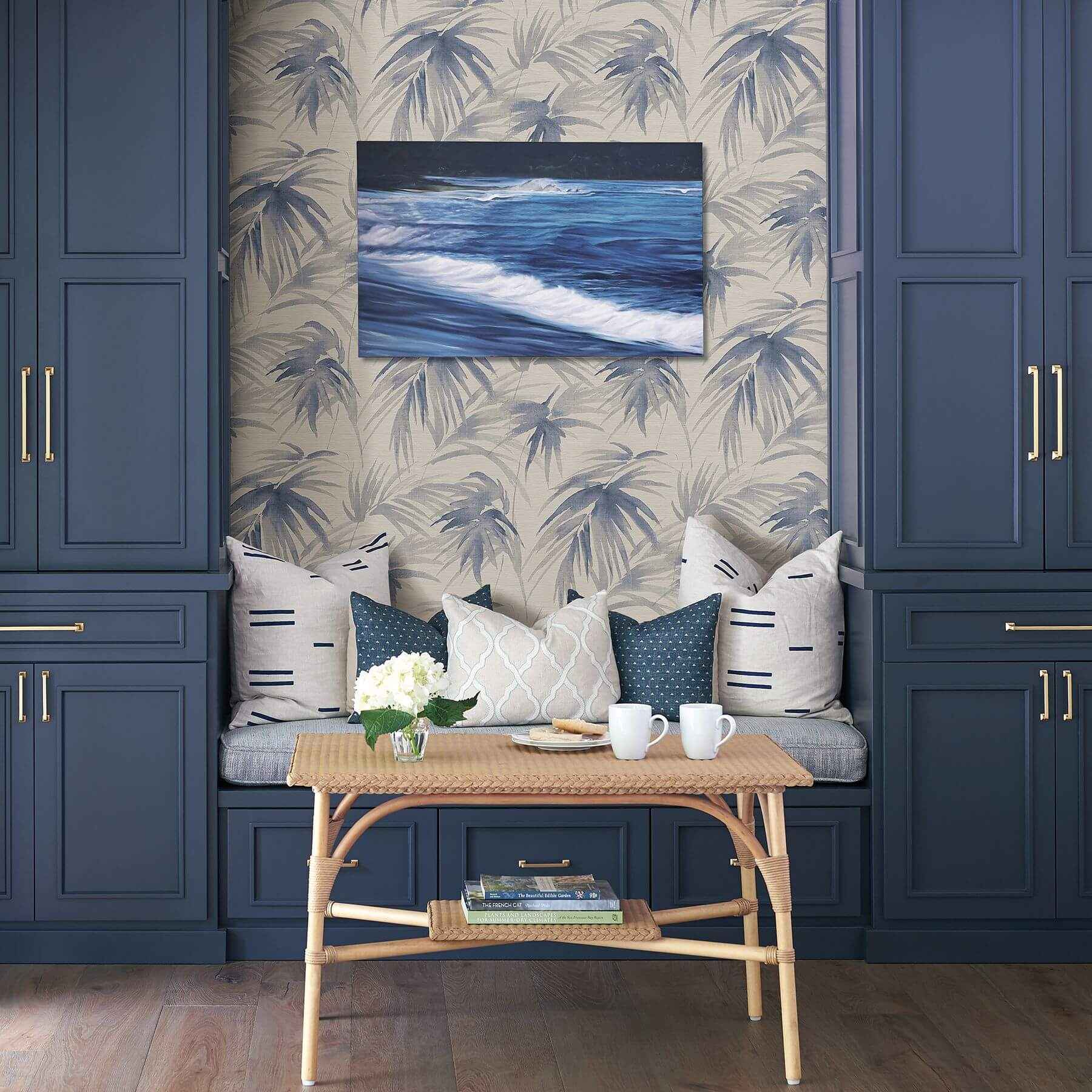Darlana Blue Grasscloth Wallpaper - York Wallcoverings - 2964-87410 - York Wallcoverings Wallpaper