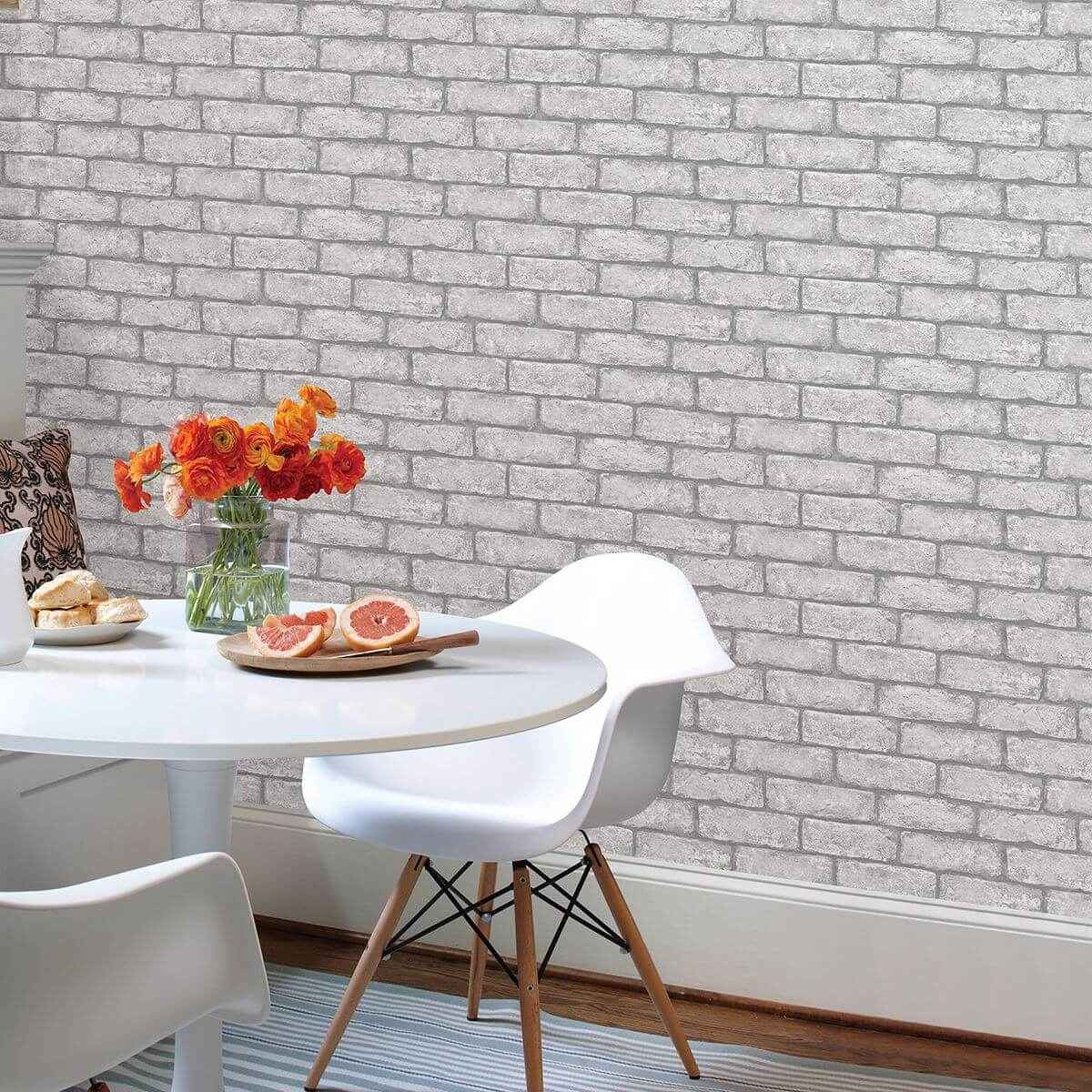 Cambridge Brick Grey Peel Stick Wallpaper - York Wallcoverings - NH3060 - York Wallcoverings Wallpaper