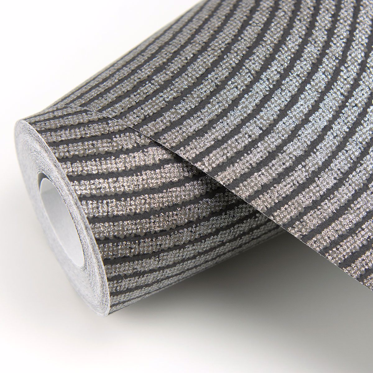 Curves Black Glittering Waves Wallpaper - York Wallcovering