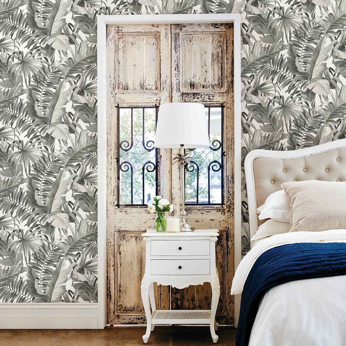 Alfresco Grey Tropical Palm Wallpaper - York Wallcoverings - 2969-24134 - York Wallcoverings Wallpaper