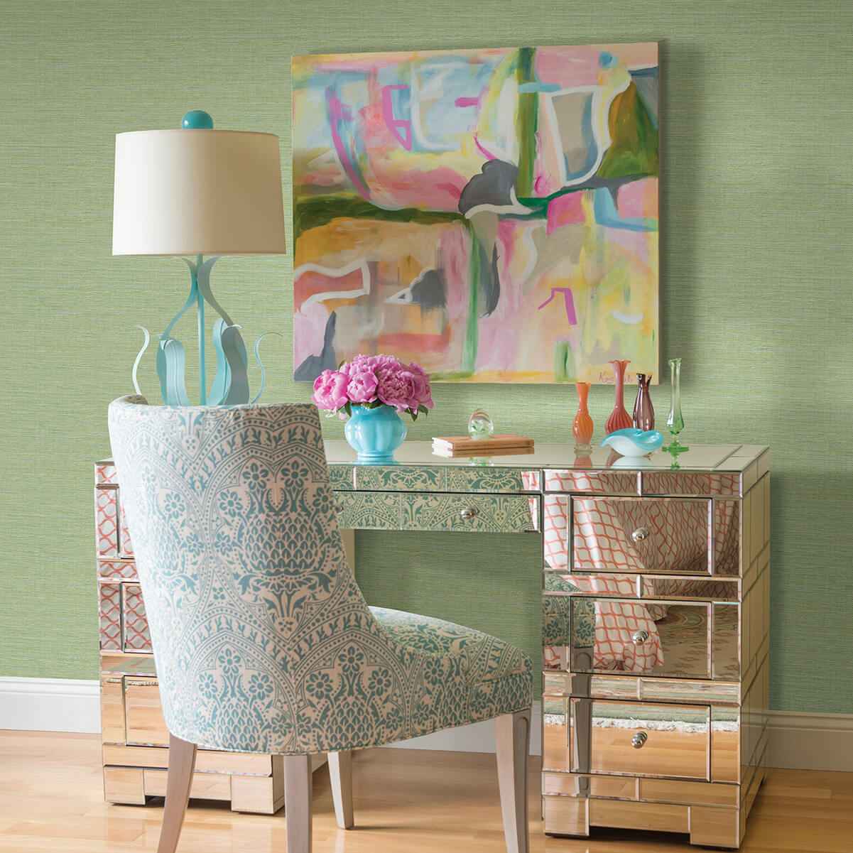 Agave Green Imitation Grasscloth Wallpaper - York Wallcoverings - 2969-24284 - York Wallcoverings Wallpaper