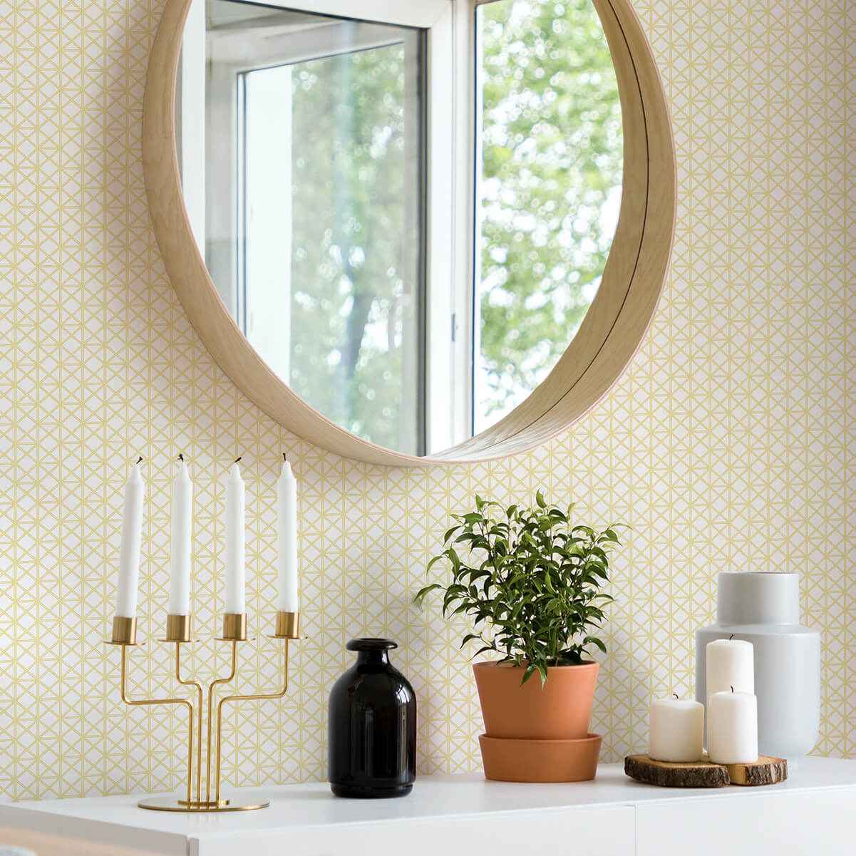 Lisbeth Yellow Geometric Lattice Wallpaper - York Wallcoverings - 2969-26003 - York Wallcoverings Wallpaper