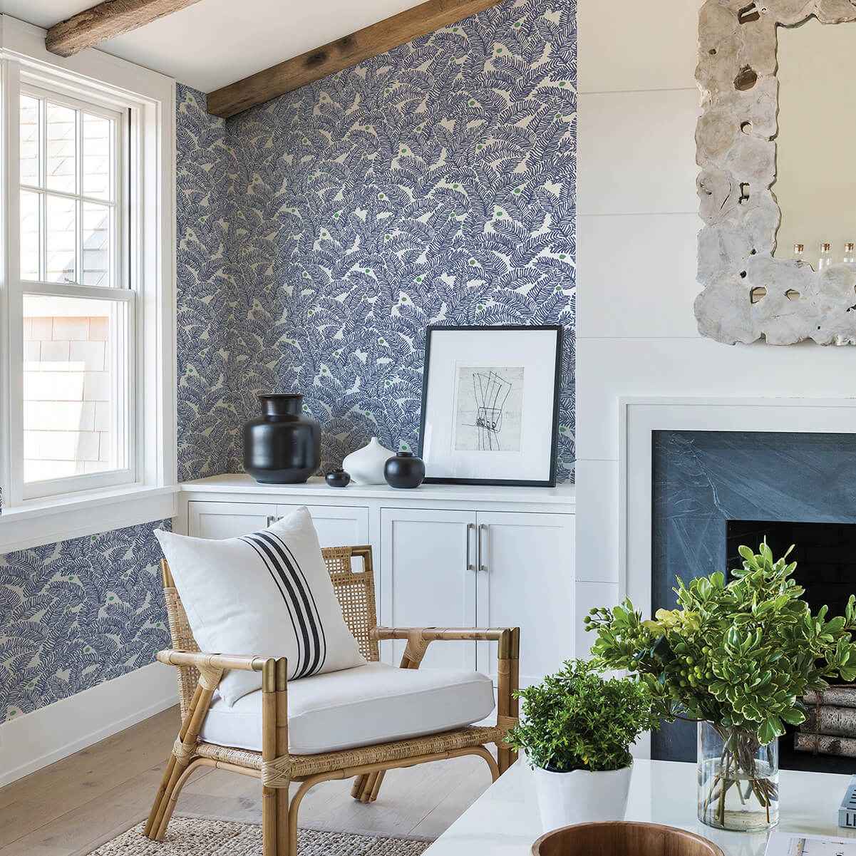 Athina Navy Fern Wallpaper - York Wallcoverings - 2969-26034 - York Wallcoverings Wallpaper