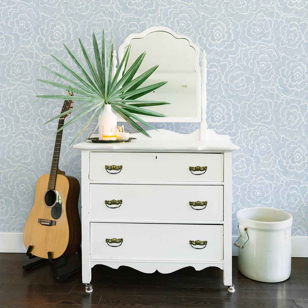 Periwinkle Blue Textured Floral Wallpaper - York Wallcoverings - 2969-26039 - York Wallcoverings Wallpaper