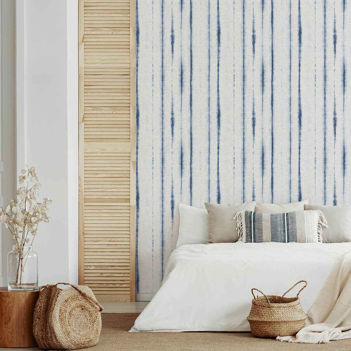 Orleans Blue Shibori Faux Linen Wallpaper - York Wallcoverings - 2969-26049 - York Wallcoverings Wallpaper