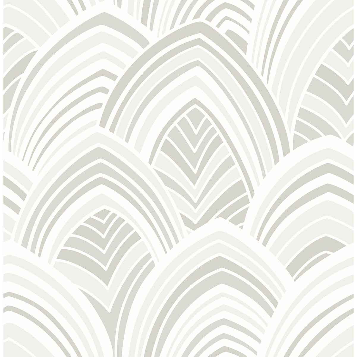 Cabarita White Art Deco Flocked Leaves Wallpaper - York Wallcoverings - 2969-87352 - York Wallcoverings Wallpaper