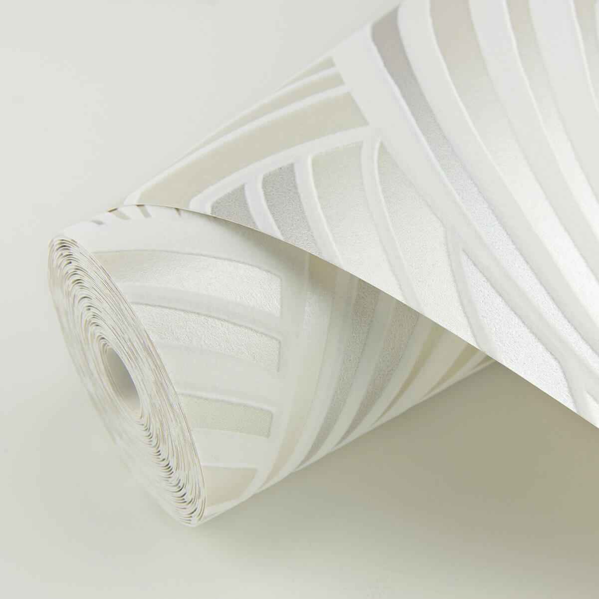 Cabarita White Art Deco Flocked Leaves Wallpaper - York Wallcoverings - 2969-87352 - York Wallcoverings Wallpaper