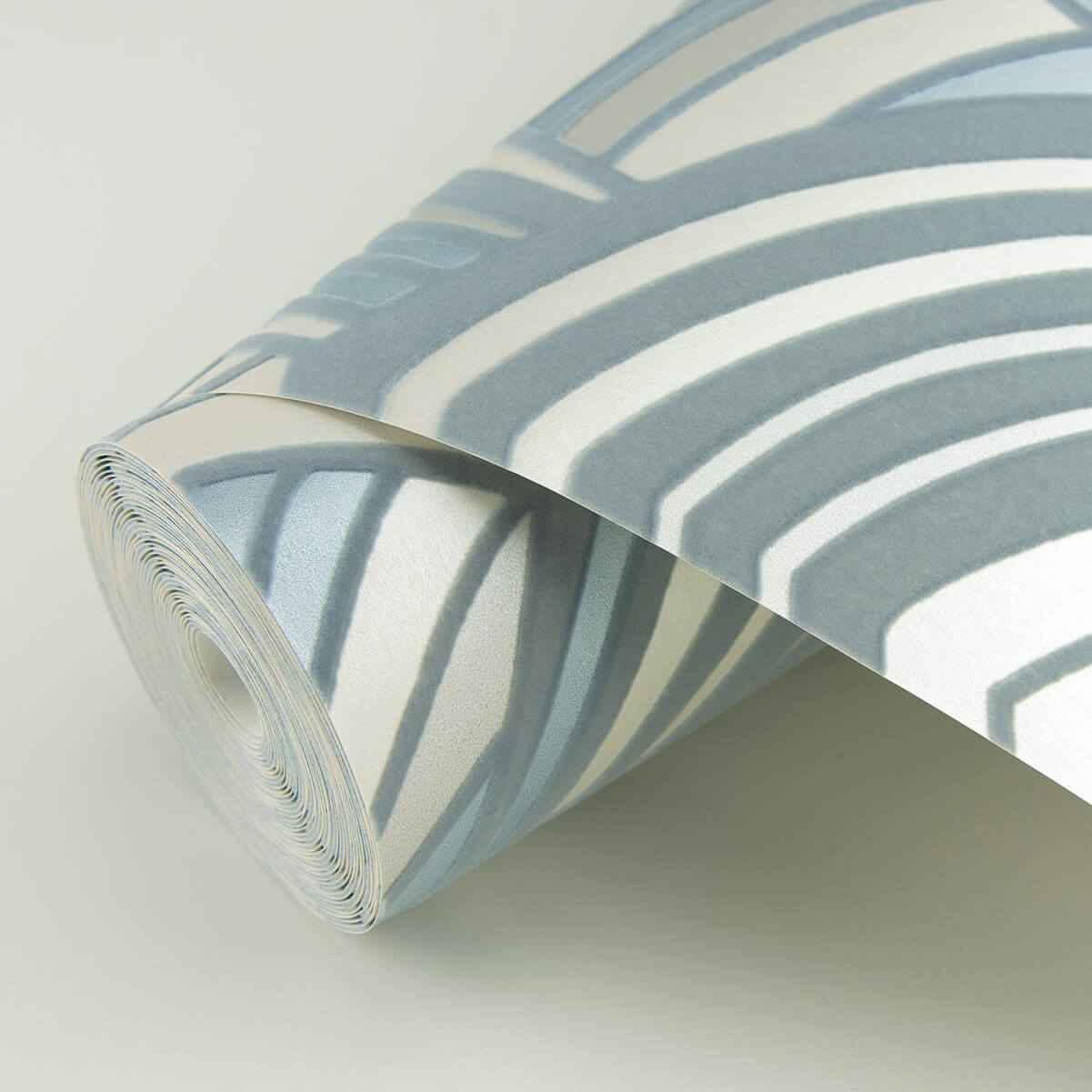 Cabarita Grey Art Deco Flocked Leaves Wallpaper - York Wallcoverings - 2969-87353 - York Wallcoverings Wallpaper