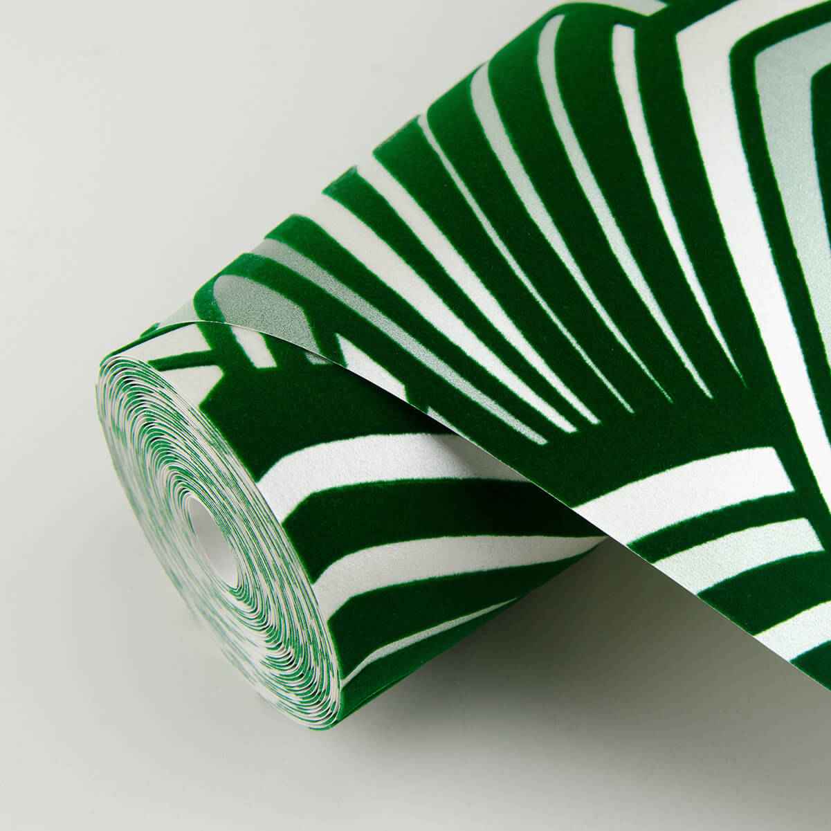 Cabarita Green Art Deco Flocked Leaves Wallpaper - York Wallcoverings - 2969-87354 - York Wallcoverings Wallpaper