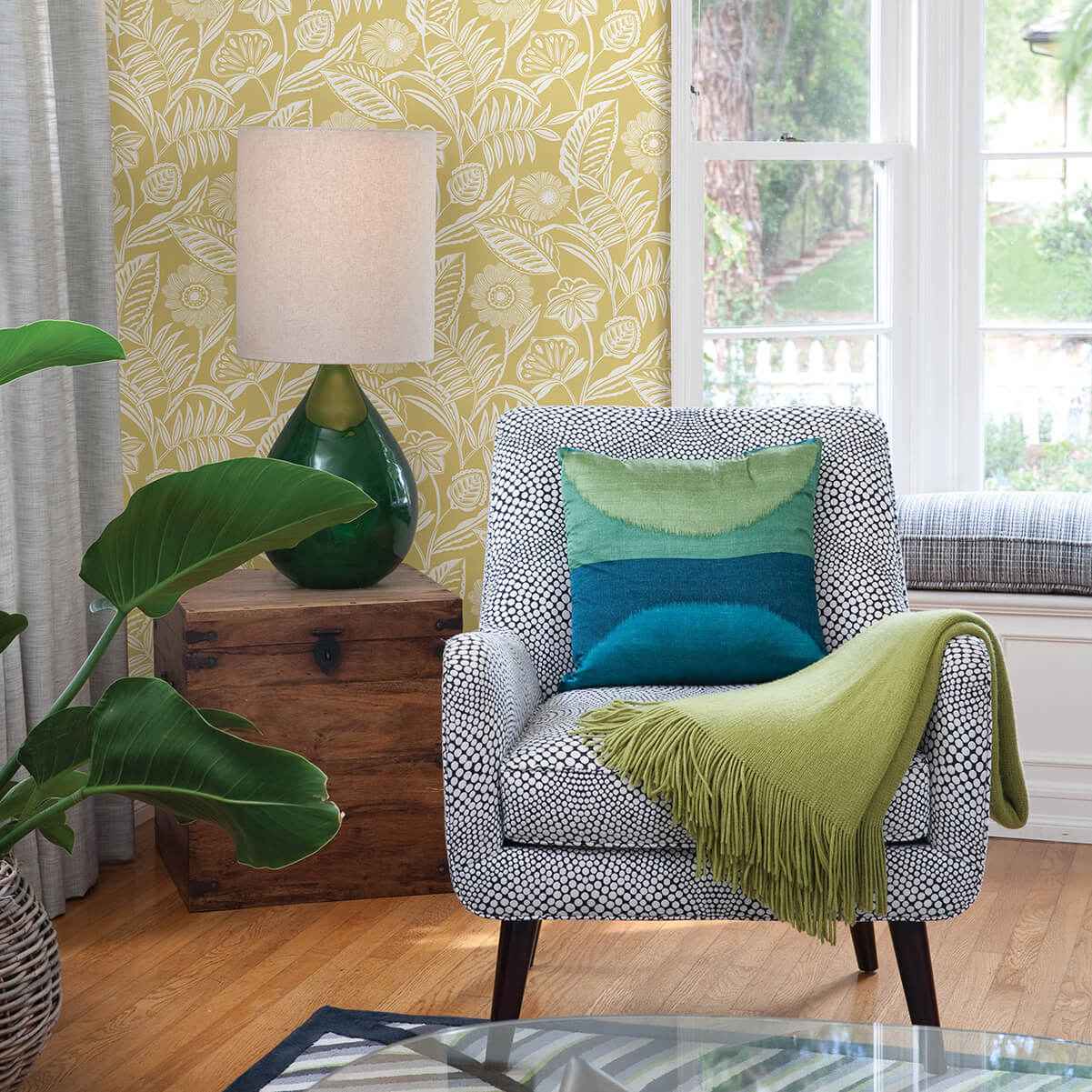 Alma Yellow Tropical Floral Wallpaper - York Wallcoverings - 2969-87529 - York Wallcoverings Wallpaper