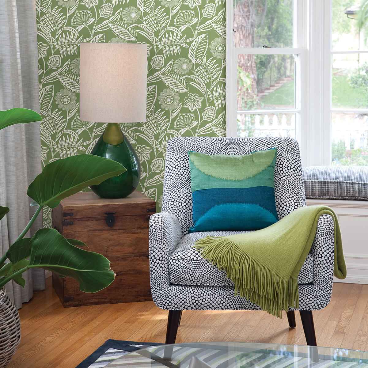 Alma Green Tropical Floral Wallpaper - York Wallcoverings - 2969-87530 - York Wallcoverings Wallpaper