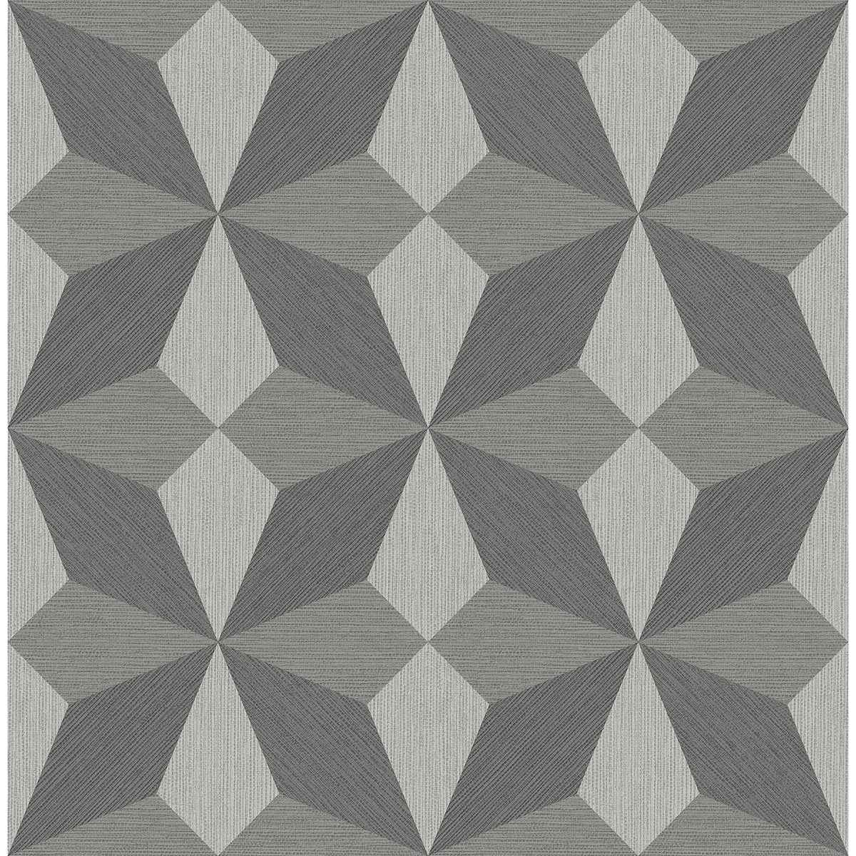 Valiant Grey Faux Grasscloth Mosaic Wallpaper - York Wallcoverings - 2896-25300