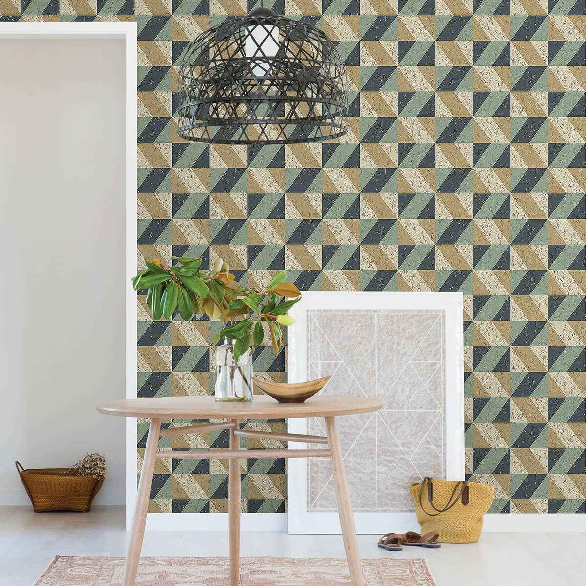 Cerium Blue Concrete Geometric Wallpaper - York Wallcoverings - 2896-25310 - York Wallcoverings Wallpaper