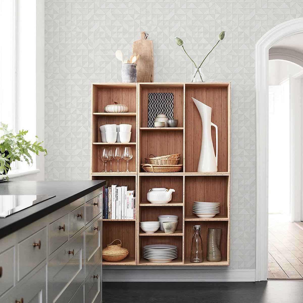 Gallerie Light Grey Triangle Geometric Wallpaper - York Wallcoverings - 2896-25325 - York Wallcoverings Wallpaper