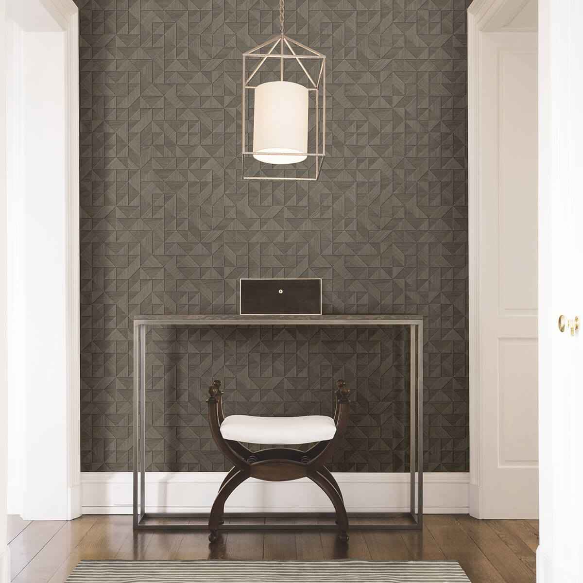 Gallerie Dark Grey Triangle Geometric Wallpaper - York Wallcoverings - 2896-25327 - York Wallcoverings Wallpaper