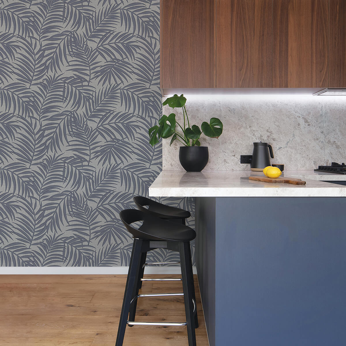 Lanai Pewter Fronds Wallpaper - York Wallcoverings - 2945-1131 - York Wallcoverings Wallpaper