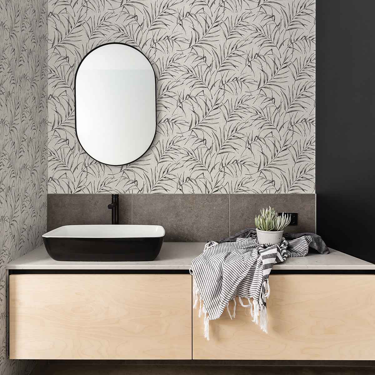 Lani Grey Fronds Wallpaper - York Wallcoverings - 2979-37335-2 - York Wallcoverings Wallpaper
