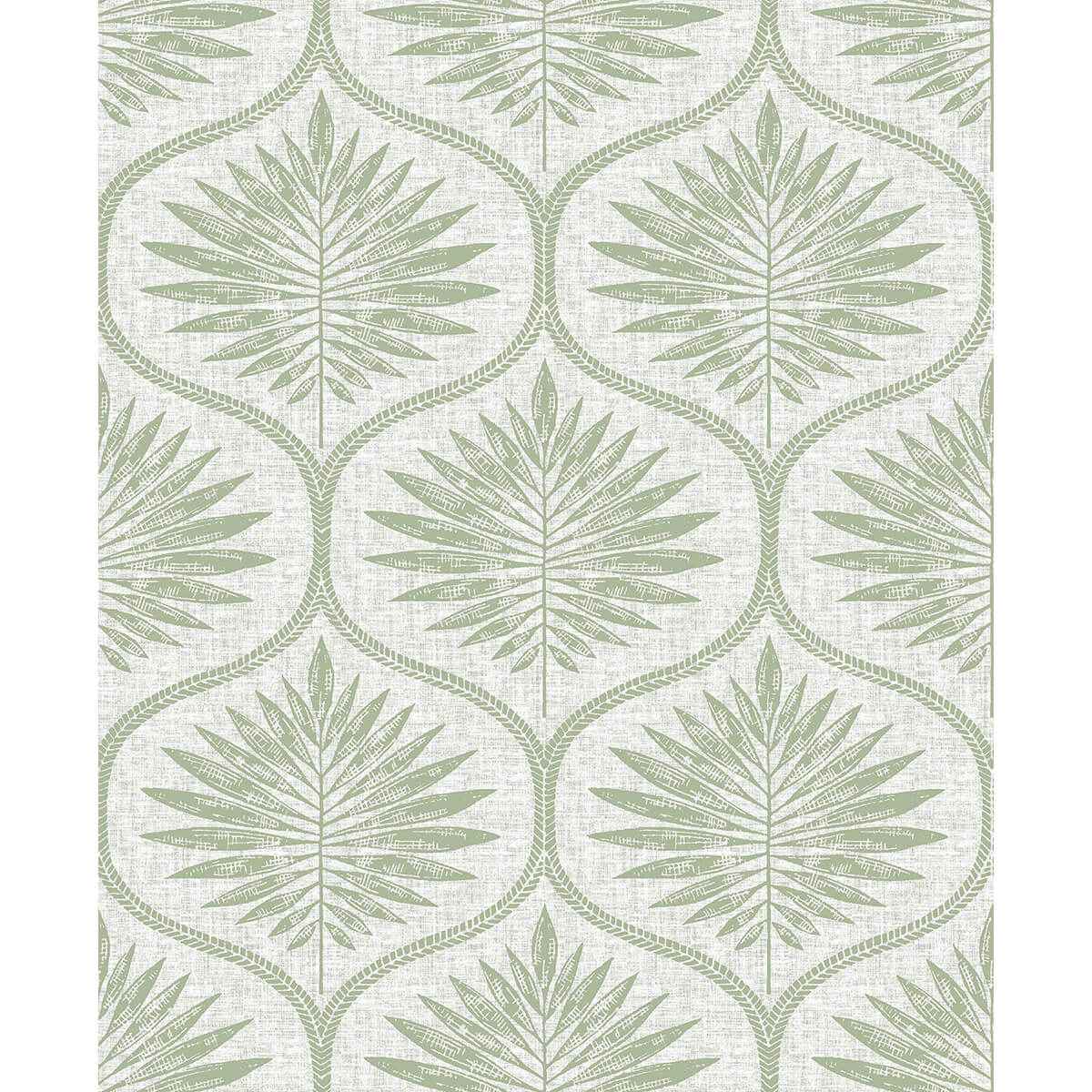 Green Primitive Leaves Peel and Stick Wallpaper - York Wallcoverings - NUS3621 - York Wallcoverings Wallpaper