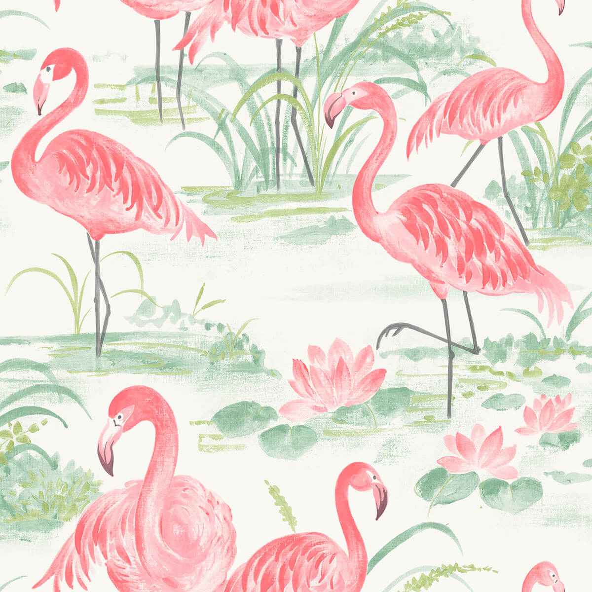 Pink Flamingo Beach Peel and Stick Wallpaper - York Wallcoverings - NUS3679 - York Wallcoverings Wallpaper