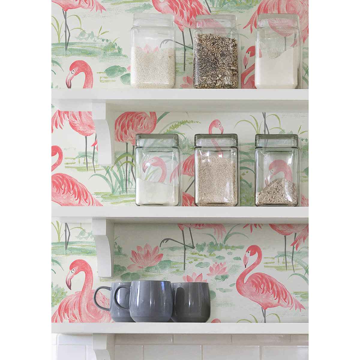 Pink Flamingo Beach Peel and Stick Wallpaper - York Wallcoverings - NUS3679 - York Wallcoverings Wallpaper