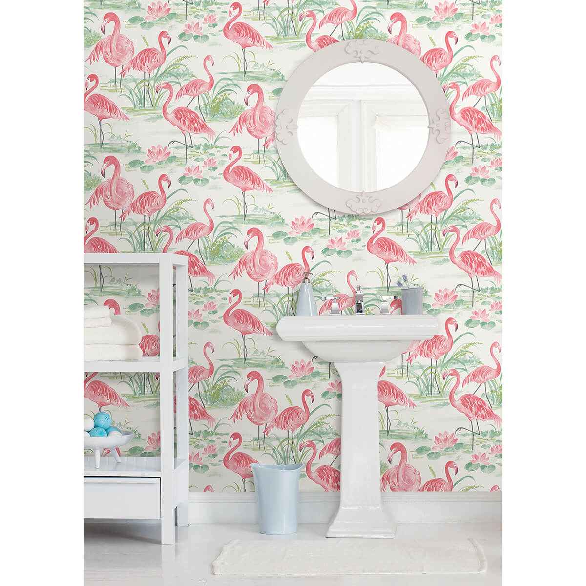 Pink Flamingo Beach Peel and Stick Wallpaper - York Wallcoverings - NUS3679 - York Wallcoverings Wallpaper