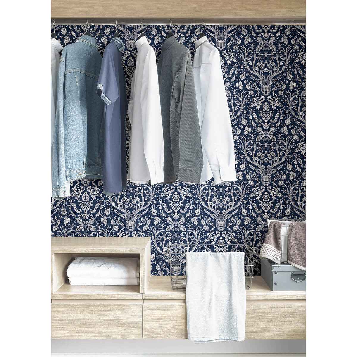 Navy Escape To the Forest Peel and Stick Wallpaper - York Wallcoverings - NUS3680 - York Wallcoverings Wallpaper