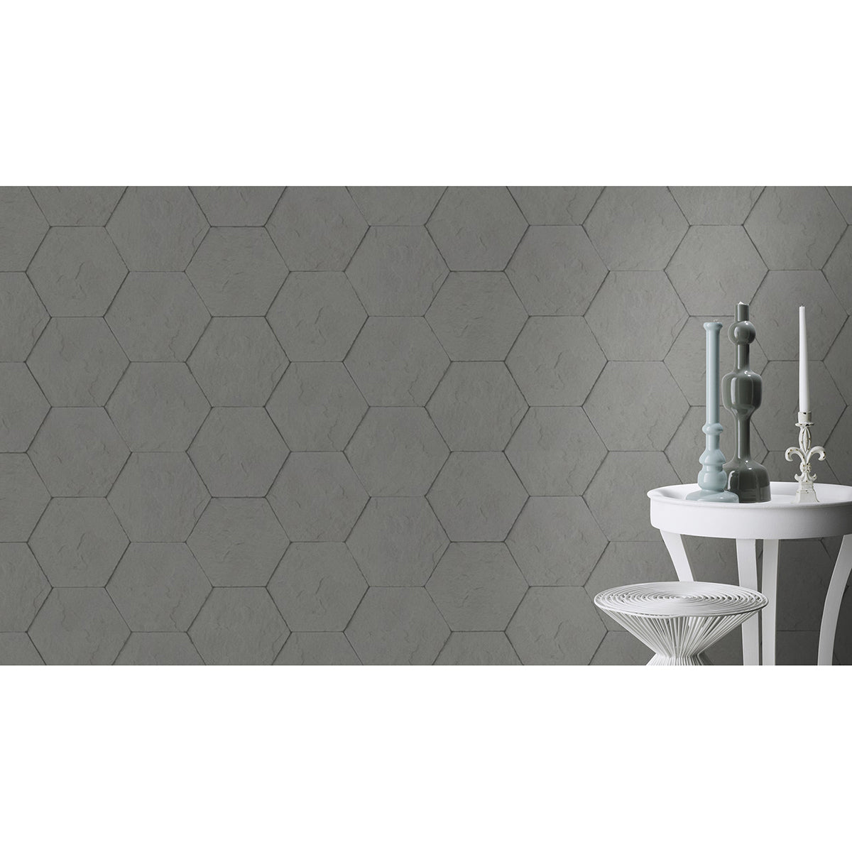 bascom-dark-grey-stone-hexagon-wallpaper-york-wallcoverings-4015-427127 - York Wallcoverings Wallpaper