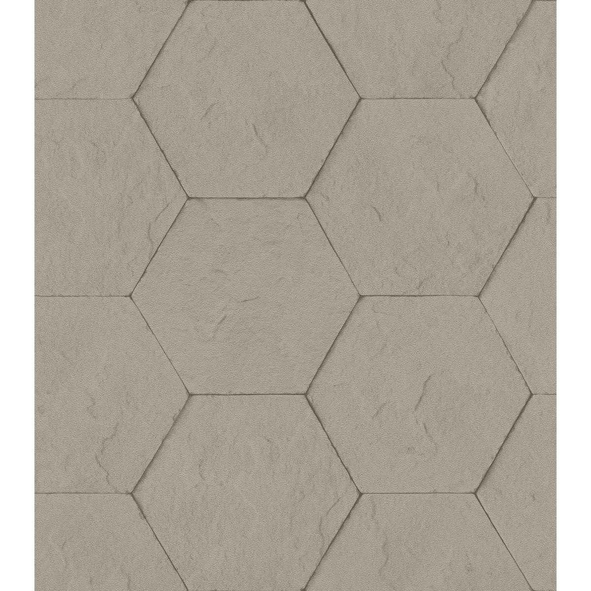 Bascom Light Grey Stone Hexagon Wallpaper - York Wallcoverings - 4015-427134