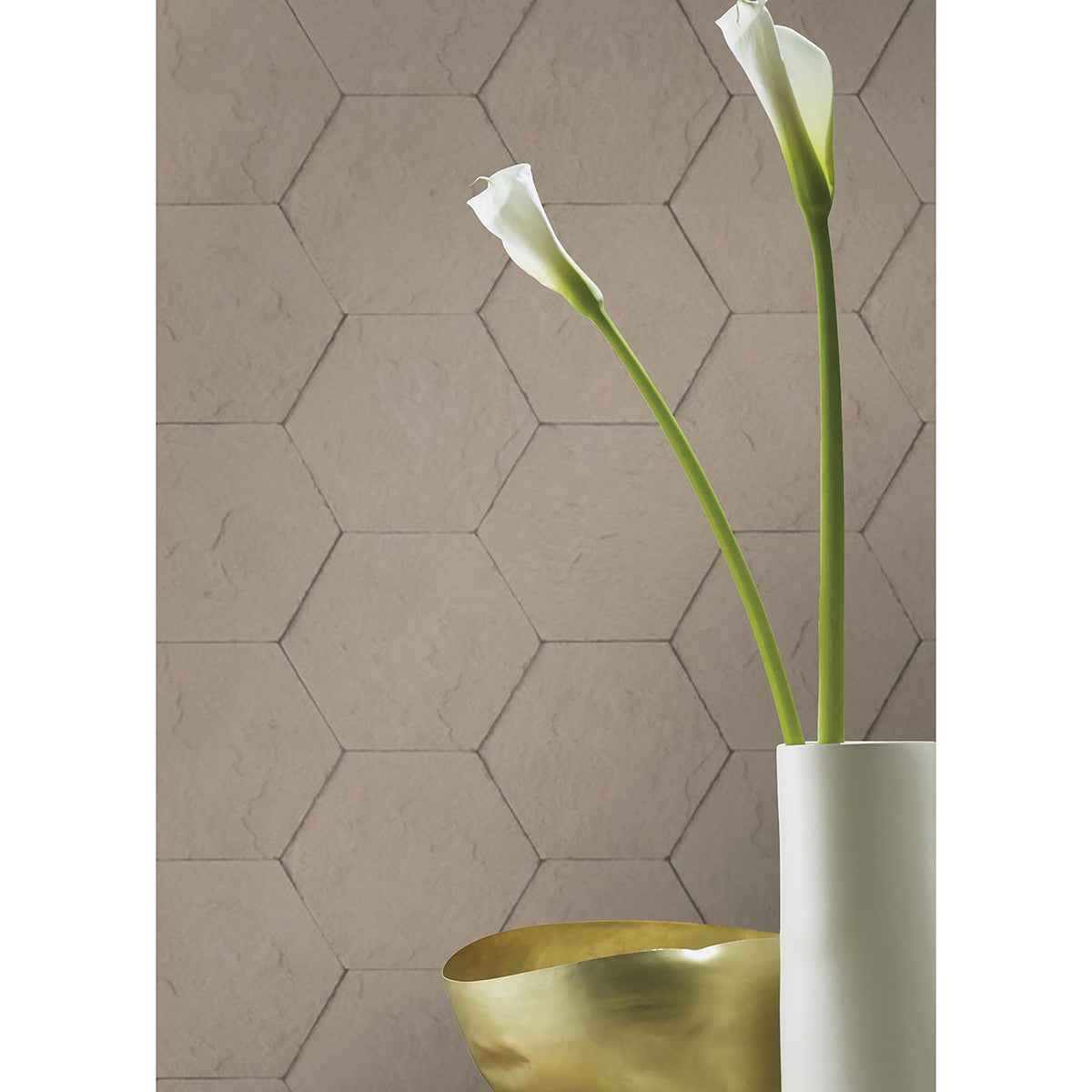 Bascom Light Grey Stone Hexagon Wallpaper - York Wallcoverings - 4015-427134 - York Wallcoverings Wallpaper