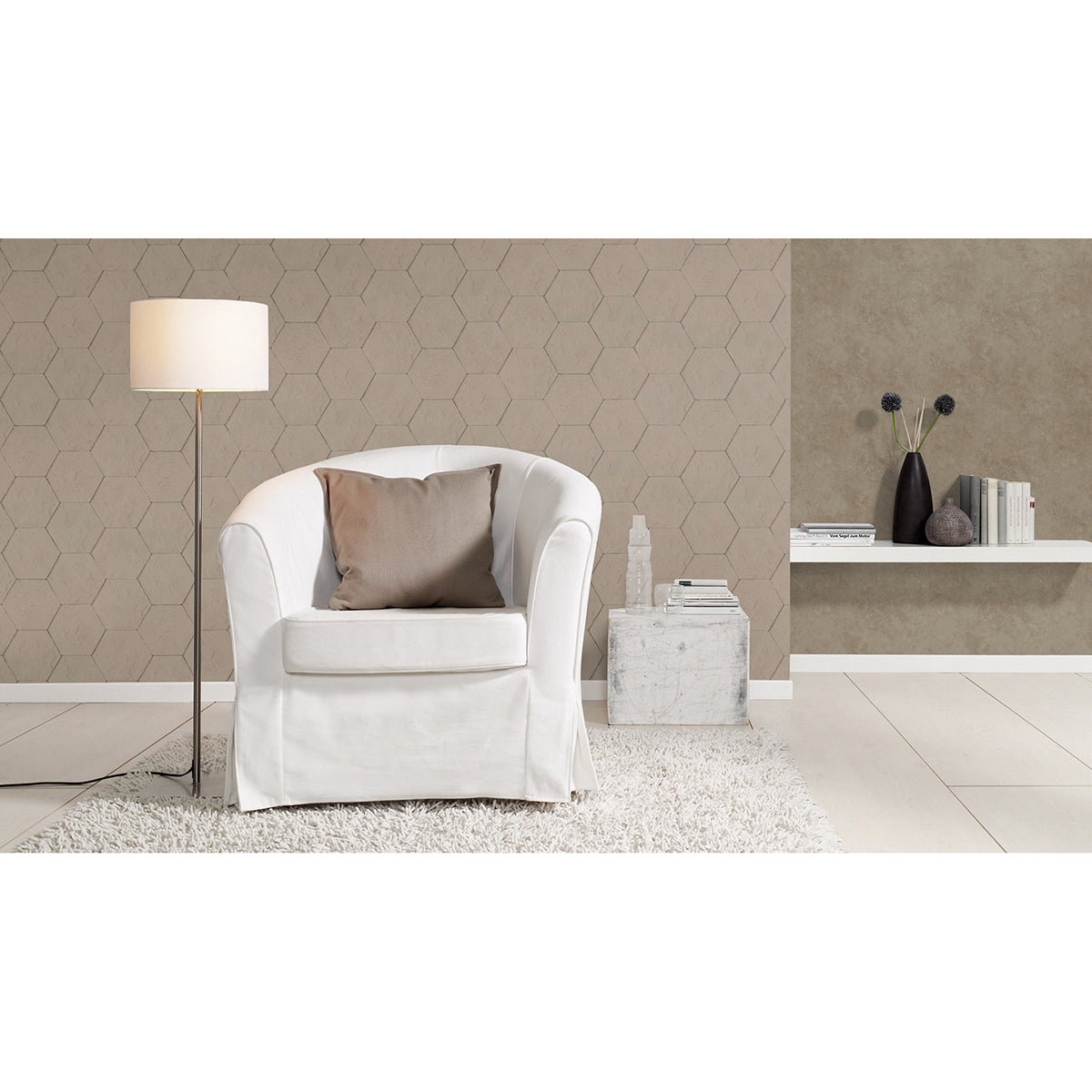 bascom-light-grey-stone-hexagon-wallpaper-york-wallcoverings-4015-427134 - York Wallcoverings Wallpaper