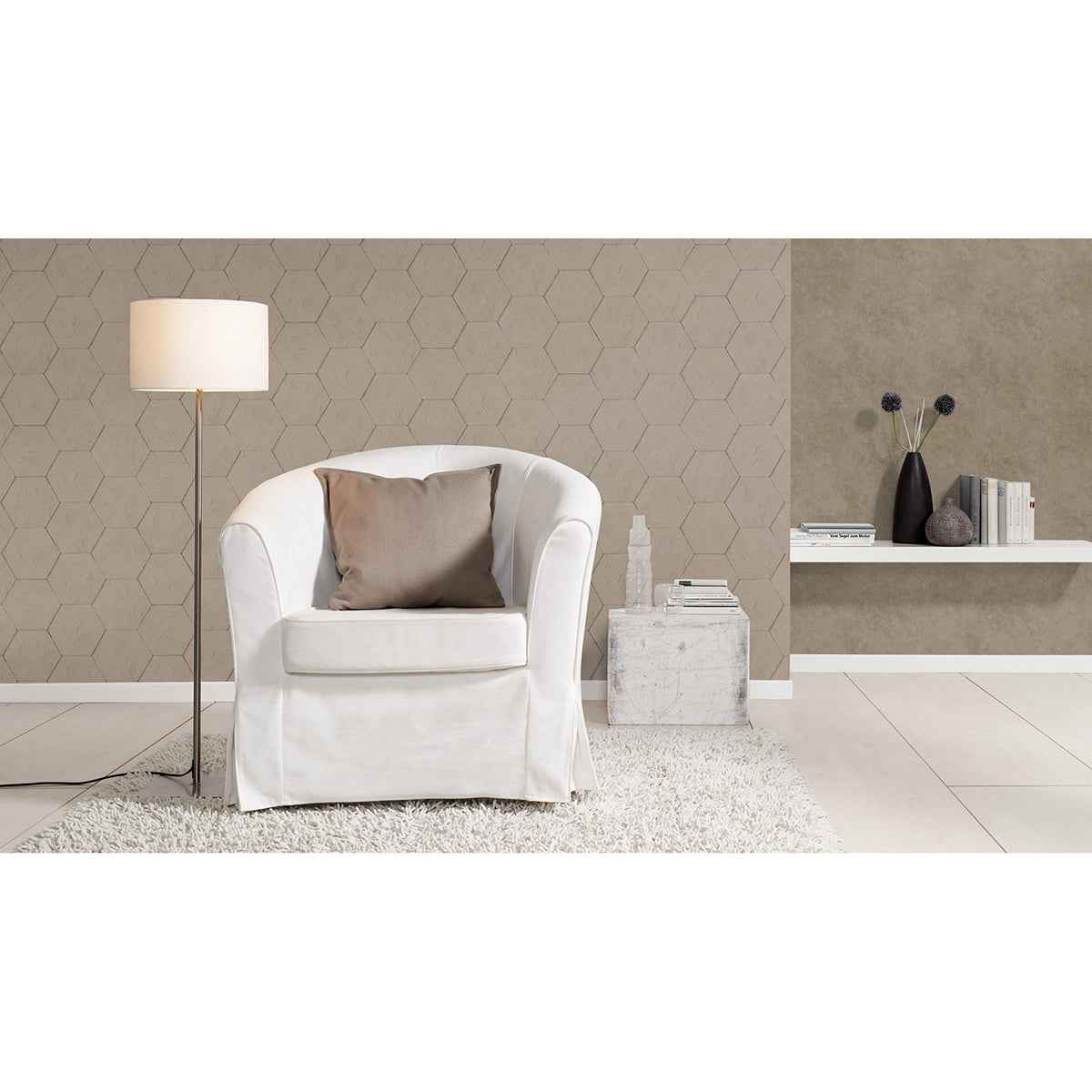 Bascom Light Grey Stone Hexagon Wallpaper - York Wallcoverings - 4015-427134 - York Wallcoverings Wallpaper