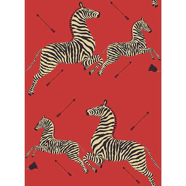 Masai Red Zebra Safari Scalamandre Self - York Wallcoverings - SCS3869