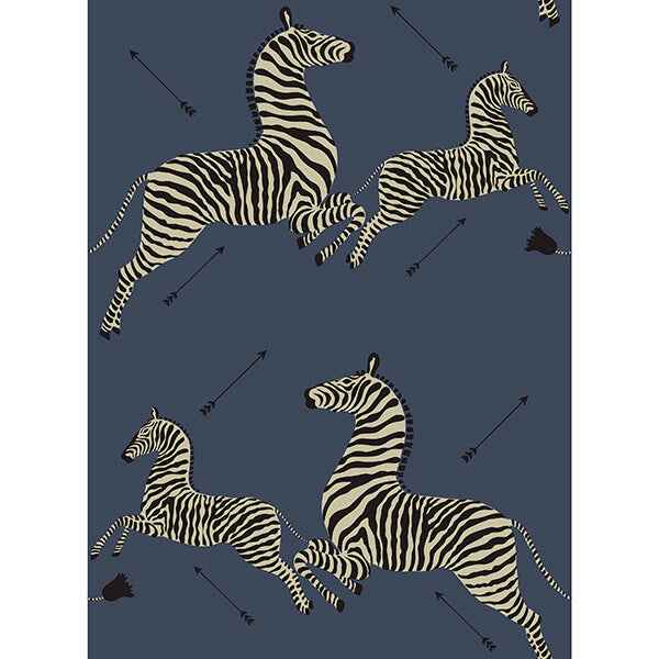 Denim Zebra Safari Scalamandre Self Adhesive Wallpaper - York Wallcoverings - SCS3870
