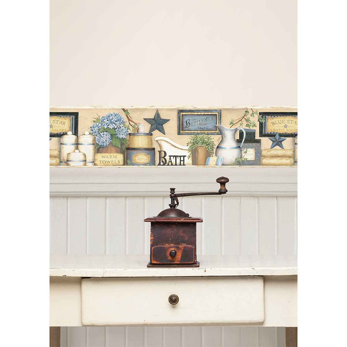 Martha Blue Country Bath Wallpaper - York Wallcoverings - CTR63101B - York Wallcoverings Wallpaper
