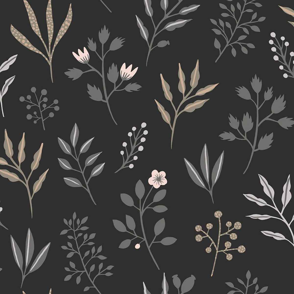 Cynara Charcoal Scandinavian Floral Wallpaper - York Wallcoverings - DD139083 - York Wallcoverings Wallpaper