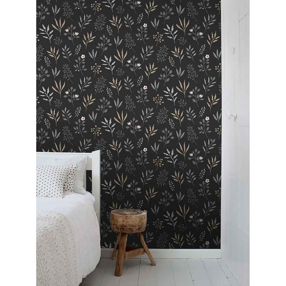 Cynara Charcoal Scandinavian Floral Wallpaper - York Wallcoverings - DD139083 - York Wallcoverings Wallpaper