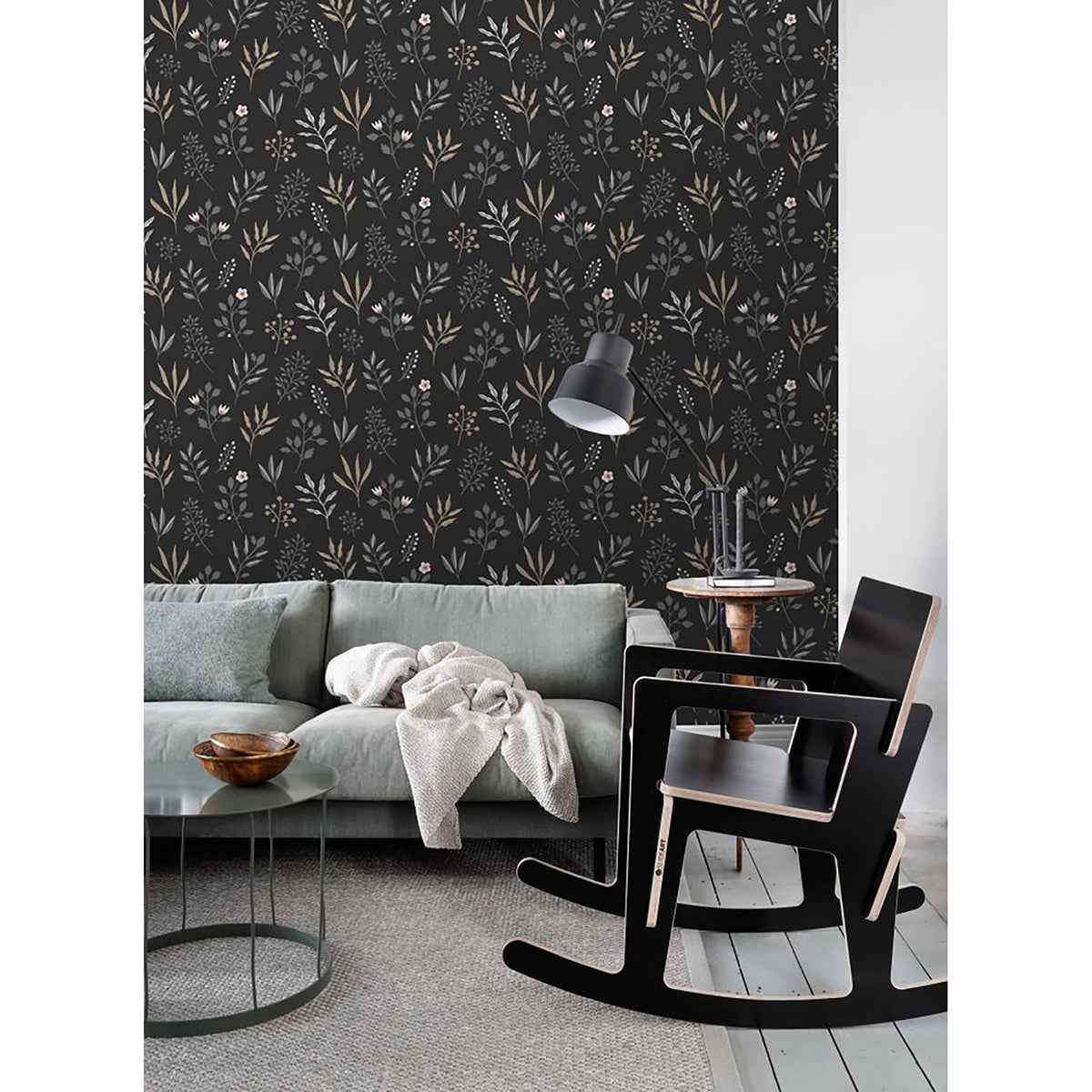 Cynara Charcoal Scandinavian Floral Wallpaper - York Wallcoverings - DD139083 - York Wallcoverings Wallpaper