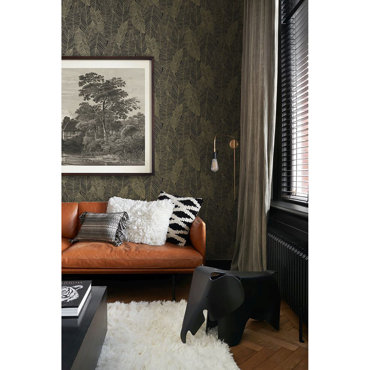 canales-black-gold-inked-leaves-wallpaper-york-wallcoverings-dd139126 - York Wallcoverings Papel pintado