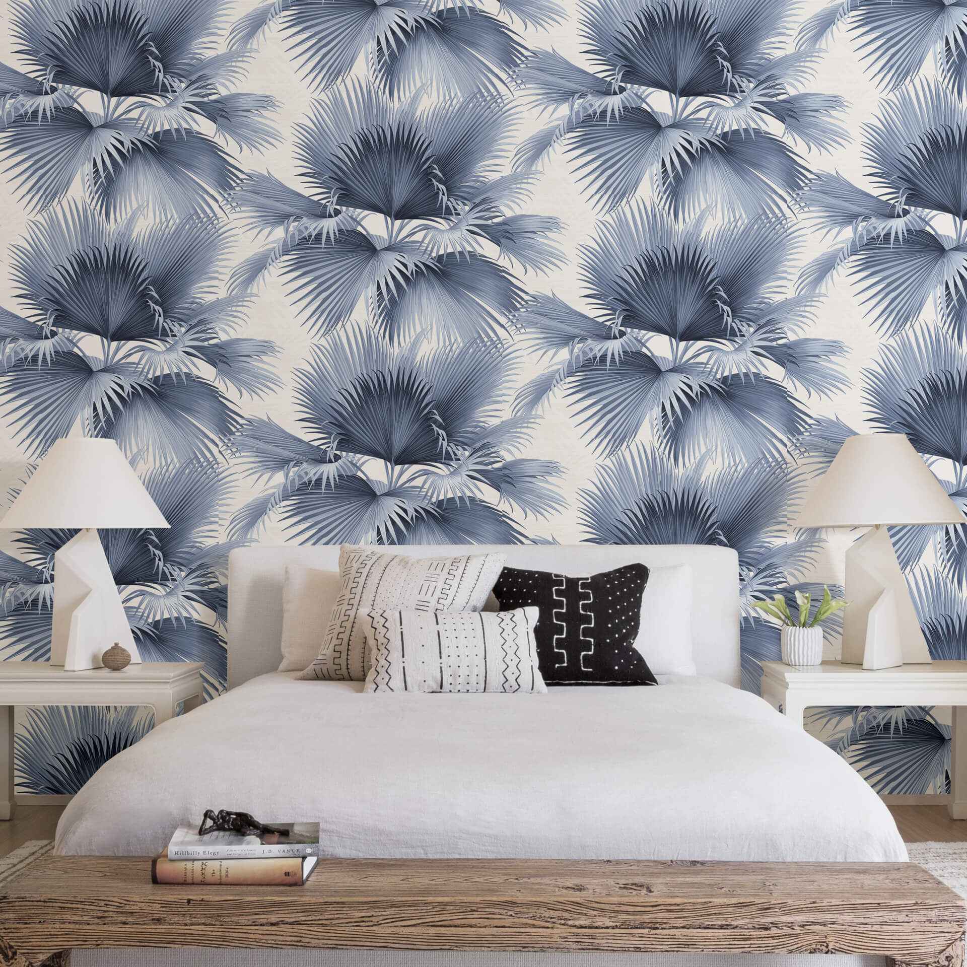 Summer Palm Blue Tropical Wallpaper - York Wallcoverings - 2927-40102 - York Wallcoverings Wallpaper
