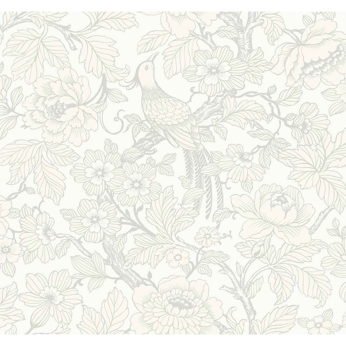 Beaufort Dove Peony Chinoiserie Wallpaper - York Wallcoverings - 2927-80400 - York Wallcoverings Wallpaper