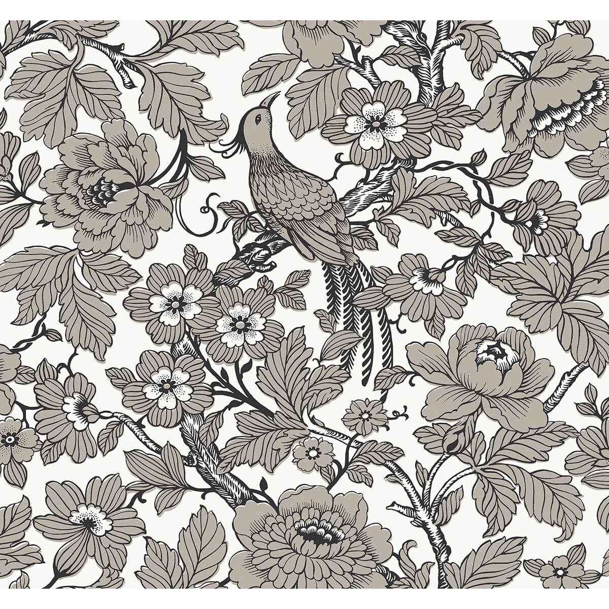 Beaufort Black Peony Chinoiserie Wallpaper - York Wallcoverings - 2927-80410 - York Wallcoverings Wallpaper