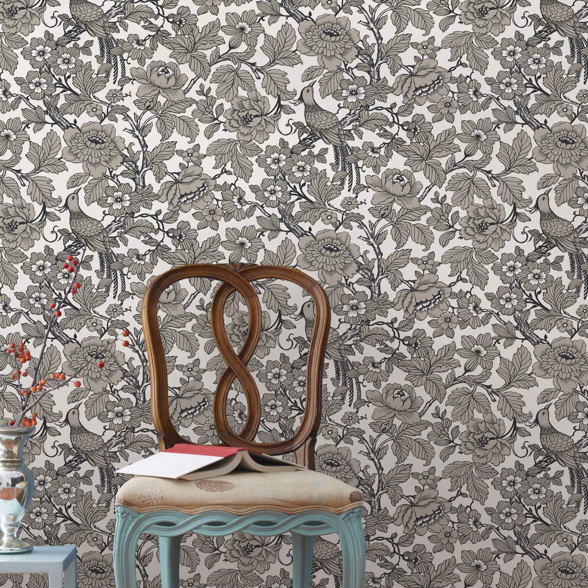 Beaufort Black Peony Chinoiserie Wallpaper - York Wallcoverings - 2927-80410 - York Wallcoverings Wallpaper