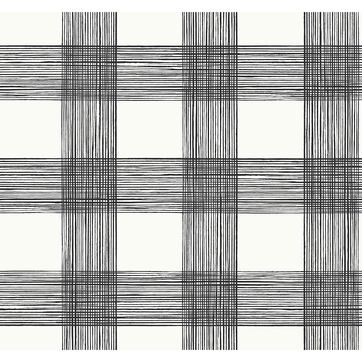Scarborough Black Striated Plaid Wallpaper - York Wallcoverings - 2927-80900