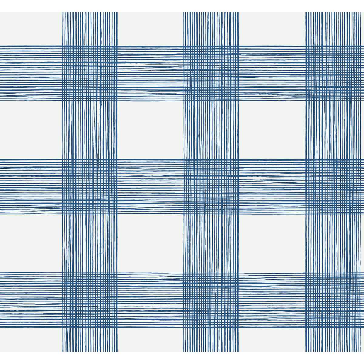 Scarborough Indigo Striated Plaid Wallpaper - York Wallcoverings - 2927-80902 - York Wallcoverings Wallpaper