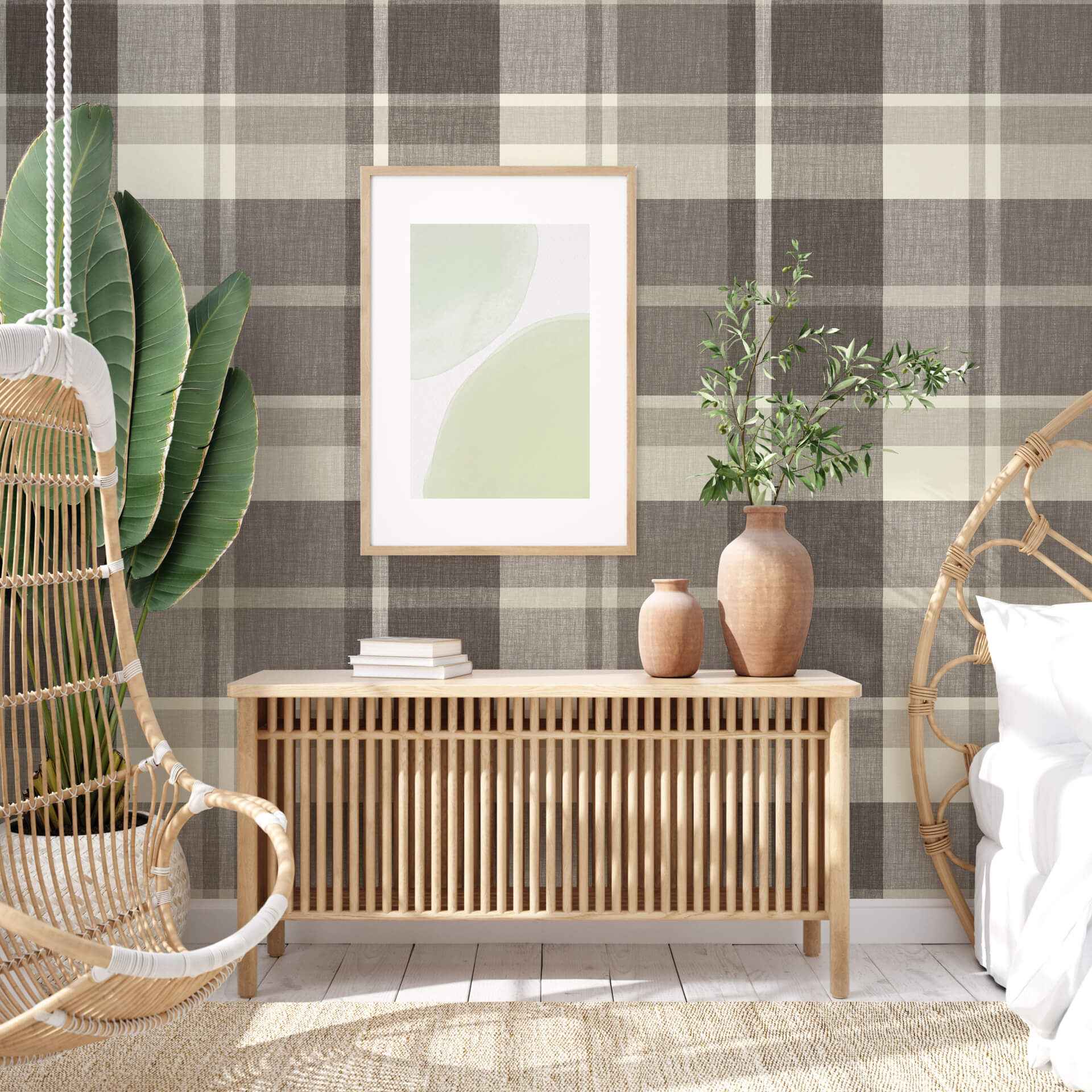 Madaket Charcoal Plaid Wallpaper - York Wallcoverings - 2927-81100 - York Wallcoverings Wallpaper